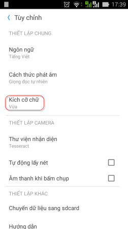 Kích cỡ chữ